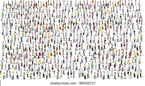 Big Group Of People On White Background