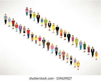 A Big Group Of Queuing Up Together Vector Design