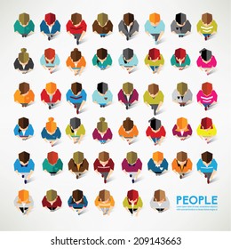 A Big Group of Top View People Vector Design