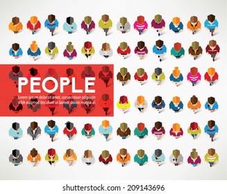 A Big Group Of Top View People Vector Design