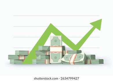 big growing money pile on white back