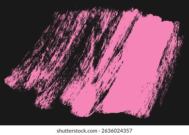 Big Grunge Bold Pink Brush Stroke Isolated on Black Background. Grainy modern paint smear texture for presentations, cover, ad, website, poster, card