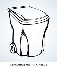 Gran cubo de basura callejera. Dibujo de vectores