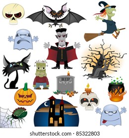 Big Halloween collection isolated on white background