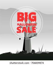 Big halloween sale text poster vector