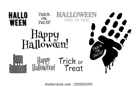Gran tipografía de citas de Halloween. Para la decoración de tarjetas de diseño de vacaciones frases espeluznantes y folletos. Vector de caligrafía Halloween moderno.