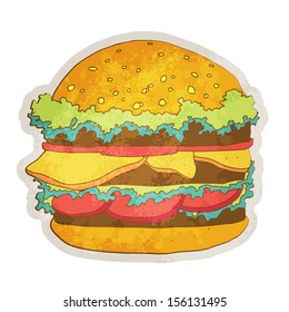 Big hamburger cartoon illustration - vector 