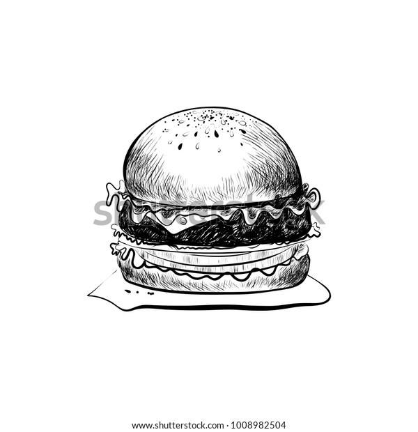 Big Hamburger Cheeseburger Burger Logo Isolated Stock Vector Royalty Free