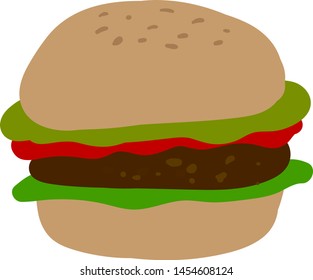 Grosser Hamburger, Illustration, Vektorgrafik auf weißem Hintergrund.