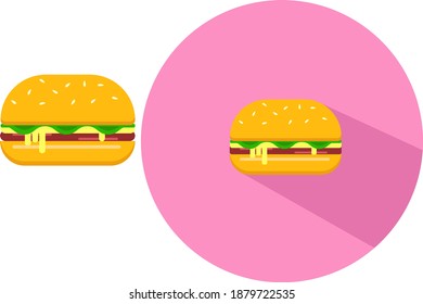 Big hamburger ,illustration, vector on white background.