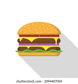 big hamburger on white background, in flat style, vector