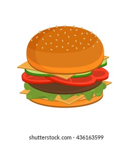 Big hamburger on white background