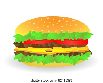 Big Hamburger. Vector.