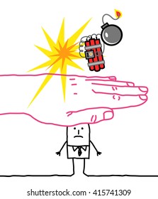 big hand e personagens de desenhos animados - terrorismo e proteção