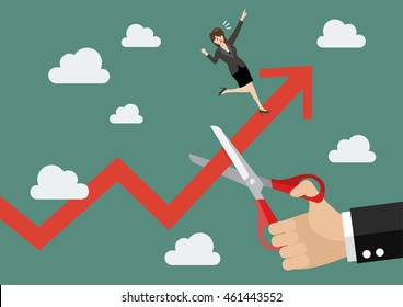 Big hand cutting rival growing graph. Business concept