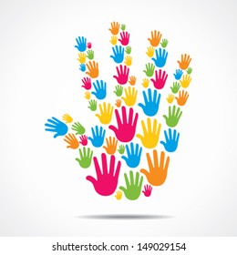 big hand design with pattern of small hand vector