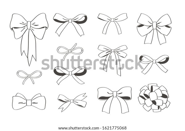 Big Hand Drawn Doodle Decorative Bows Stock Vector Royalty Free