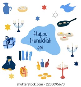 Big hand drawn Hanukkah set