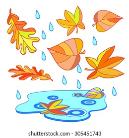 Big hand drawn vector package of autumn objects. 