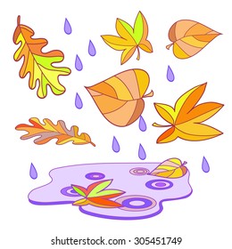 Big hand drawn vector package of autumn objects. 