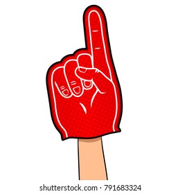 Big hand of fan pop art retro vector illustration. Isolated image on white background. Comic book style imitation.