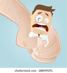 big hand holding small businessman