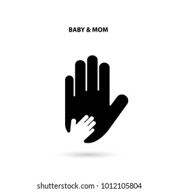 Big hand and small hand icon.Idea of the sign for the association of care.Baby and Mom hand.Vector illustration 
