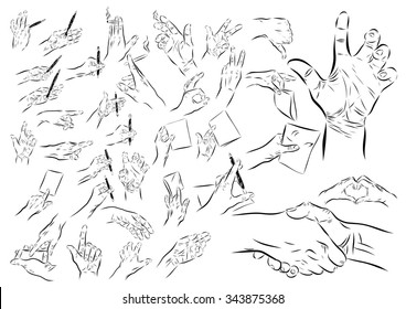 Big hands set on a white background. Vector EPS illustration
