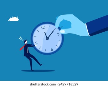 Big hands steal time from employees. vector 