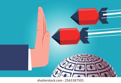  Big Hands Trying to Stop Missile Attacks