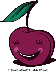 Gran cereza feliz, ilustración, vector sobre fondo blanco