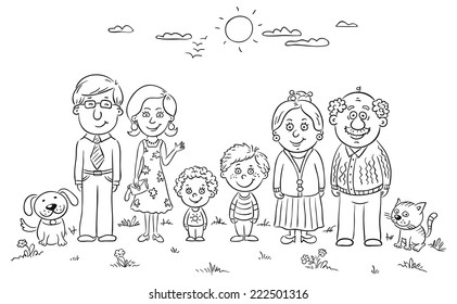 Sketch silhouette of pictograph big family group Vector Image