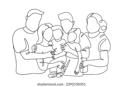 Big happy family. Parents, children and grandparents. International Family Day. Vector illustration. Images produced without the use of any form of AI software at any stage. 