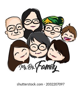 Big Happy Family Vector cartoon illustration