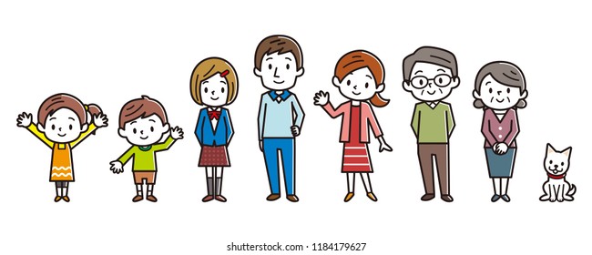 Big happy family. Vector illustration.