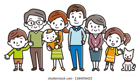 Big happy family. Vector illustration.