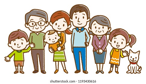 Big happy family. Vector illustration.