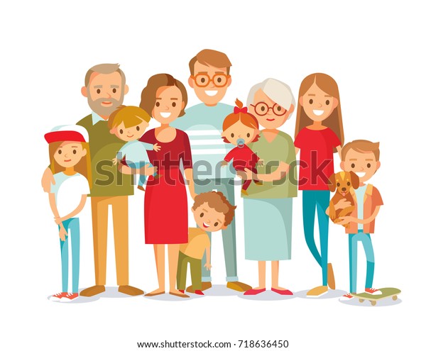 Big Happy Multigenerational Family Siblings Relatives Stock Vector ...