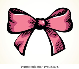 Big happy wed adorn satin light pink box object. Light paper card text space backdrop. Freehand outline black ink hand drawn joy emblem design. Close up front view art doodle pencil retro print style