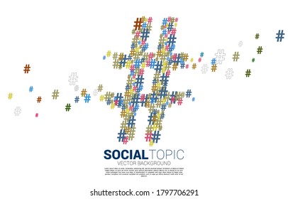 Etiqueta grande de un pequeño flujo de hash de fondo .concepto para temas de medios sociales y noticias.