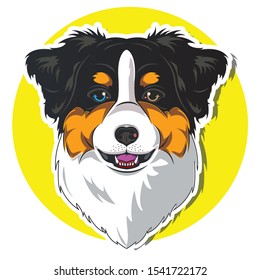 big head dog cartoon with yellow background