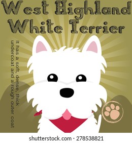 Big head dog (white terrier) in a modern fashion magazine cover , vector illustration background , eps10