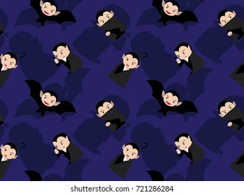 Big Head Dracula Poses Cartoon Seamless Wallpaper