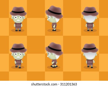 Big Head Explorer Walking Cartoon Vector