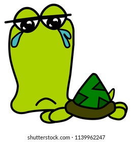 Big head green turtle cartoon, Vector illustration.