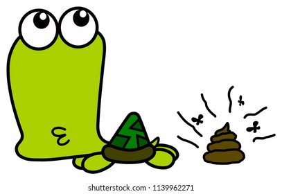 Big head green turtle cartoon, Vector illustration.