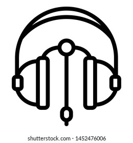 Big headphones icon. Outline big headphones vector icon for web design isolated on white background