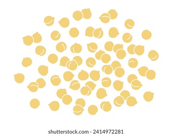 Big heap of chickpeas. Flat vector illustration isolated on white background.