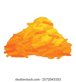 Big heap of grated cheddar cheese forming a mountain, ideal for any food related design