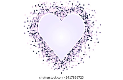 Big heart in blue tones. A large heart made of circles, with a shining heart in the center. The color of the circles is shades of blue. The background is white. Vector illustration EPS10.